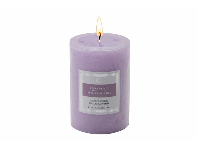 2.75" X 4" SCENTED PILLAR CANDLE (BERRY PETALS) (8/DISP)